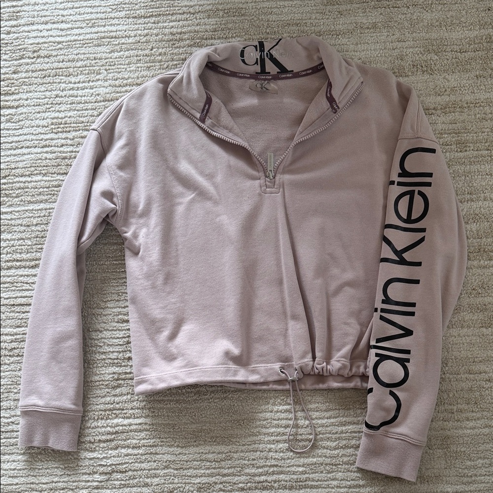 Calvin Klein Mauve Cropped Quarter-Zip Pullover
